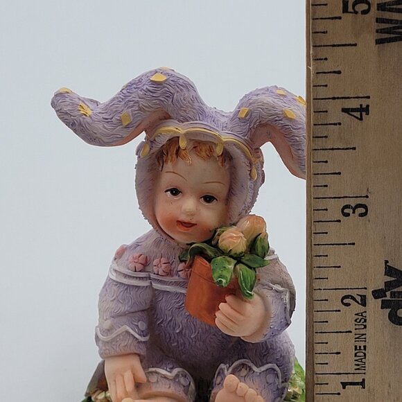 K's Collection Easter Bunny Child Figurine Purple Spring Decor - Picture 8 of 10